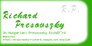 richard presovszky business card